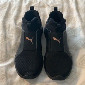 Rose gold puma logo sneakers